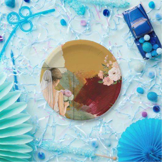 Wasserfarbe abstrakte Brautdusche Pappteller (Party)