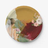 Wasserfarbe abstrakte Brautdusche Pappteller (Vorderseite)