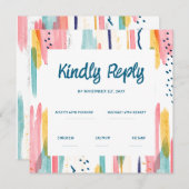 Wasserfarbe Abstrakte Brush Hochzeit Rsvp Einladung (Vorne/Hinten)