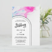 Wasserfarbe abstrakte bunt Hochzeit Einladung (Stehend Vorderseite)