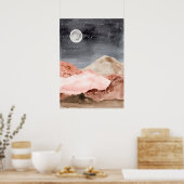 Wasserfarbe abstrakte Nachtmondlandschaft Poster (Küche)