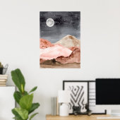 Wasserfarbe abstrakte Nachtmondlandschaft Poster (Heimbüro)