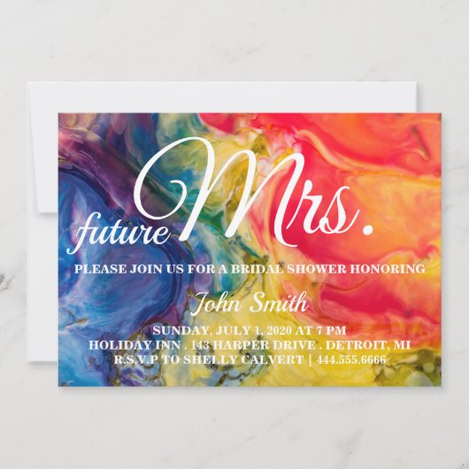 Wasserfarbe Abstraktes Brautparty Zukunft Frau Einladung (Vorderseite)