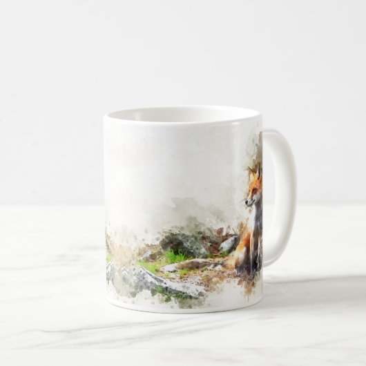 Wasserfarbe Ach um Fuchs herum lustige Kaffeetasse (VorderseiteRechts)