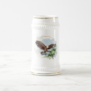 Wasserfarbe Adler Gerahmt Bouquet Bierglas