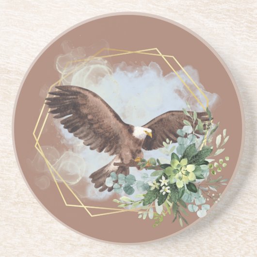 Wasserfarbe Adler Gerahmt Bouquet Getränkeuntersetzer (Vorne)