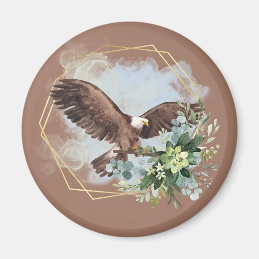 Wasserfarbe Adler Gerahmt Bouquet Magnet (Vorne)
