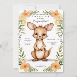 Wasserfarbe Adorable Kangaroo Kinderdusche Einladung