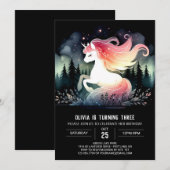 Wasserfarbe Adorable Pferd Geburtstag Einladung (Vorne/Hinten)