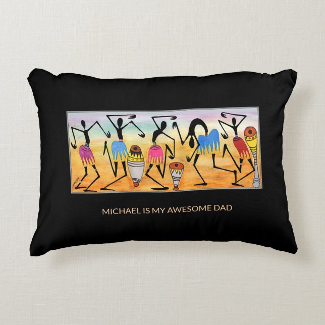 Wasserfarbe, afrikanische Art Herz Erwärmung Tanz Dekokissen (Vorderseite)