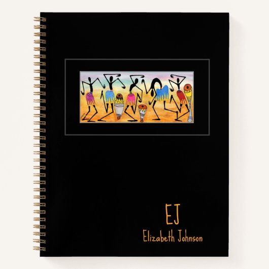 Wasserfarbe, afrikanische Art Herz Erwärmung Tanz Notizblock (Vorderseite)