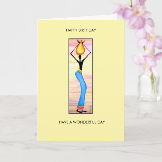 Wasserfarbe, afrikanische Kunst Elegante Frau Gebu Karte (Orchidee)