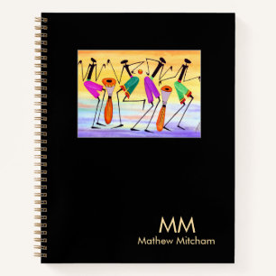 Wasserfarbe, afrikanische Kunst, Glücklichsein zum Notizblock