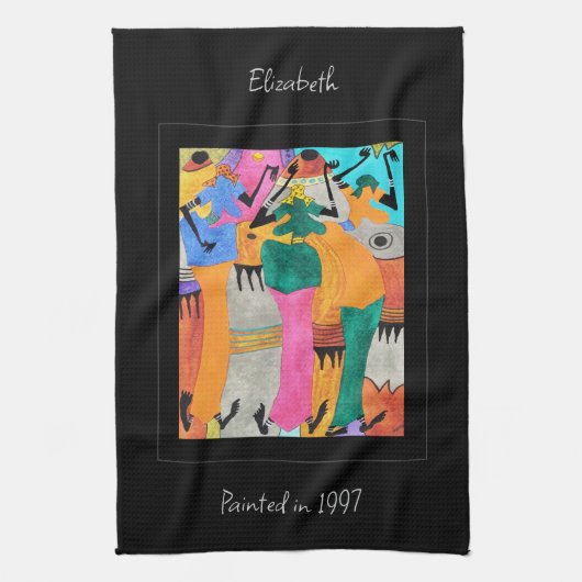 Wasserfarbe, afrikanische Kunst in Kenia, Jottanz Geschirrtuch (Vertikal)