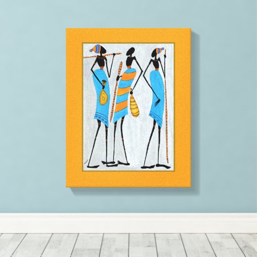 Wasserfarbe, afrikanische Kunst, Maasai Krieger Leinwanddruck (Insitu (Holzboden))