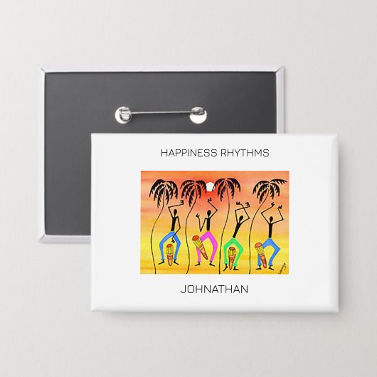 Wasserfarbe, afrikanische Kunst, Phantastischer So Button (Vorderseite/Rückseite)