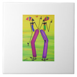 Wasserfarbe, afrikanische Kunst, Sun Party Fliese
