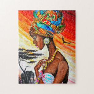 Wasserfarbe - Afrikanische Prinzessin - schön - Puzzle
