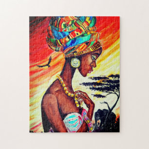 Wasserfarbe - Afrikanische Prinzessin - schön - Puzzle