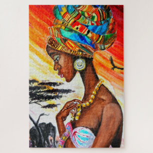 Wasserfarbe - Afrikanische Prinzessin - Schöne Fr Puzzle
