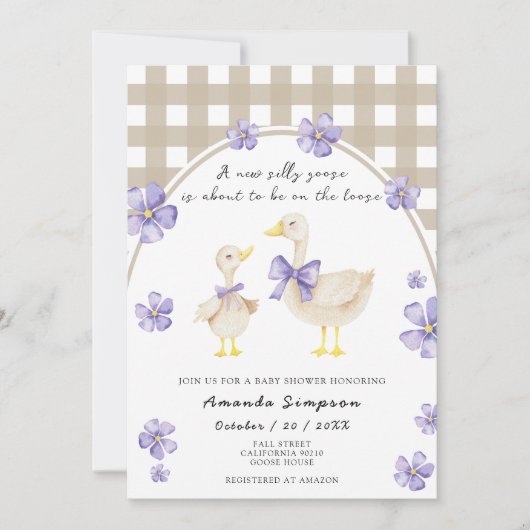 Wasserfarbe Albern Gänsedusche Einladung (Vorderseite)