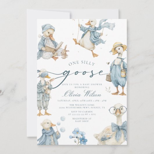 Wasserfarbe Albern Gänsedusche Einladung (Vorderseite)