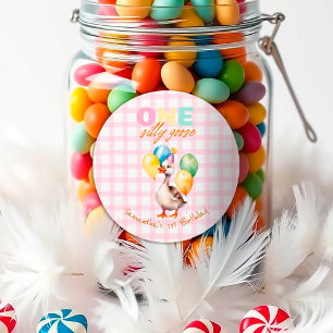 Wasserfarbe Albern Gänsepink 1. Geburtstag Runder Aufkleber