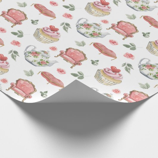 Wasserfarbe Alisa im Wunderland Muster Geschenkpapier (Ecke)