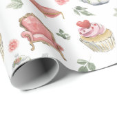 Wasserfarbe Alisa im Wunderland Muster Geschenkpapier (Rolleneckpunkt)