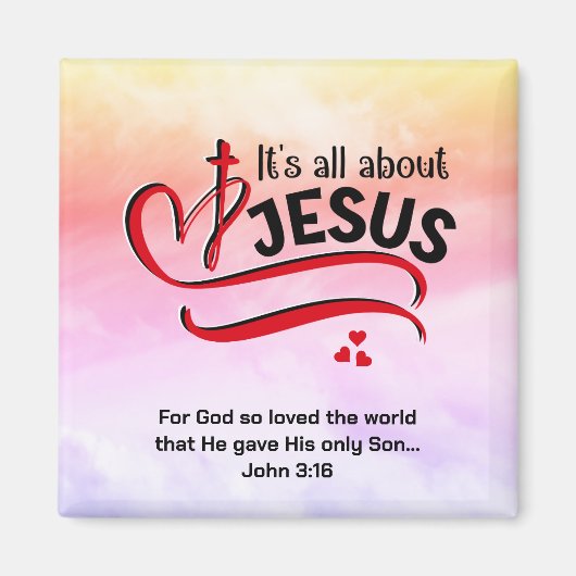 Wasserfarbe ALLES ÜBER JESUS Christlich Osterst Magnet (Vorne)