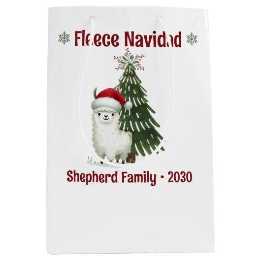 Wasserfarbe Alpaca Fleece Navidad Mittlere Geschenktüte (Vorderseite)
