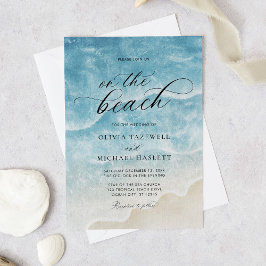 Wasserfarbe am Strand Elegante Schrift Hochzeit Einladung