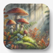 Wasserfarbe Amanita Pilze Forest Folies Kunst Pappteller (Vorderseite)