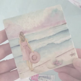 Wasserfarbe an der Küste einzigartig Steinuntersetzer