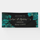 Wasserfarbe Anastasia Schwarz und Grün Hochzeit Banner (Horizontal)