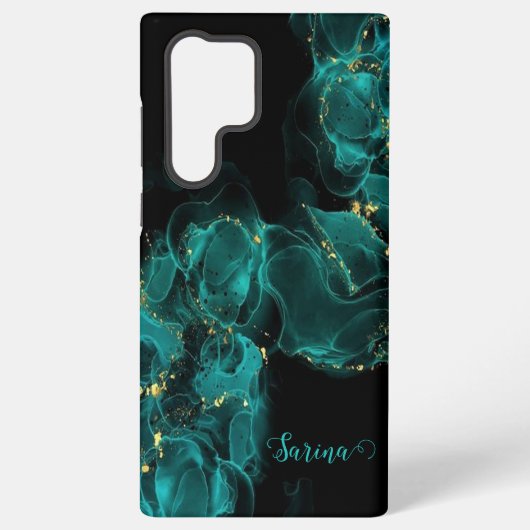 Wasserfarbe Anastasia Schwarz und Grün Samsung Galaxy Hülle (Rückseite)