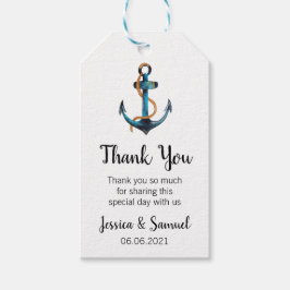 Wasserfarbe Anchor Nautical Wedding Vielen Dank Geschenkanhänger