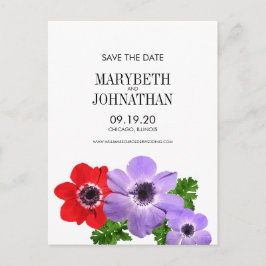 Wasserfarbe Anemone Bläserne Save the Date Postkar Ankündigungspostkarte
