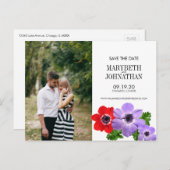 Wasserfarbe Anemone Bläserne Save the Date Postkar Ankündigungspostkarte (Vorne/Hinten)