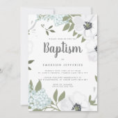 Wasserfarbe Anemone Blaue Taufe Einladung (Vorderseite)