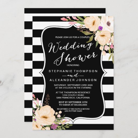 Wasserfarbe Anemone Blooms Paare Polterabend Einladung (Vorne/Hinten)