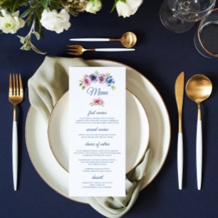 Wasserfarbe Anemone Blume Hochzeitmenü Karte