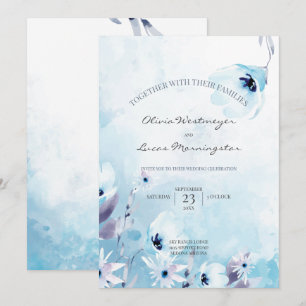 Wasserfarbe Anemone Blume Ice Blau Einladung