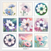 Wasserfarbe Anemone Blume Scrapbook Aufkleber (Blatt)