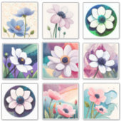 Wasserfarbe Anemone Blume Scrapbook Aufkleber (Vorderseite)