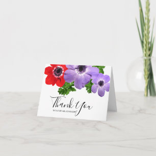Wasserfarbe Anemone Floral Danke Karte