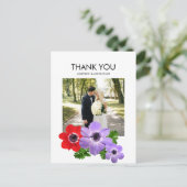 Wasserfarbe Anemone Floral Vielen Dank Foto Postka Postkarte (Stehend Vorderseite)