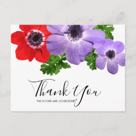 Wasserfarbe Anemone Floral Vielen Dank Postkarte