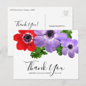 Wasserfarbe Anemone Floral Vielen Dank Postkarte (Vorne/Hinten)