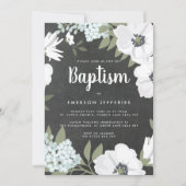 Wasserfarbe Anemone Halbpension Blaue Taufe Einladung (Vorderseite)